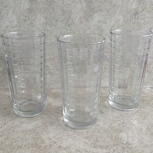 Pasabahce Clear Block Optic Windowpane Tumbler Glasses Set 3